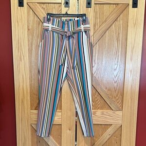 Colorful Striped Pants with Belt